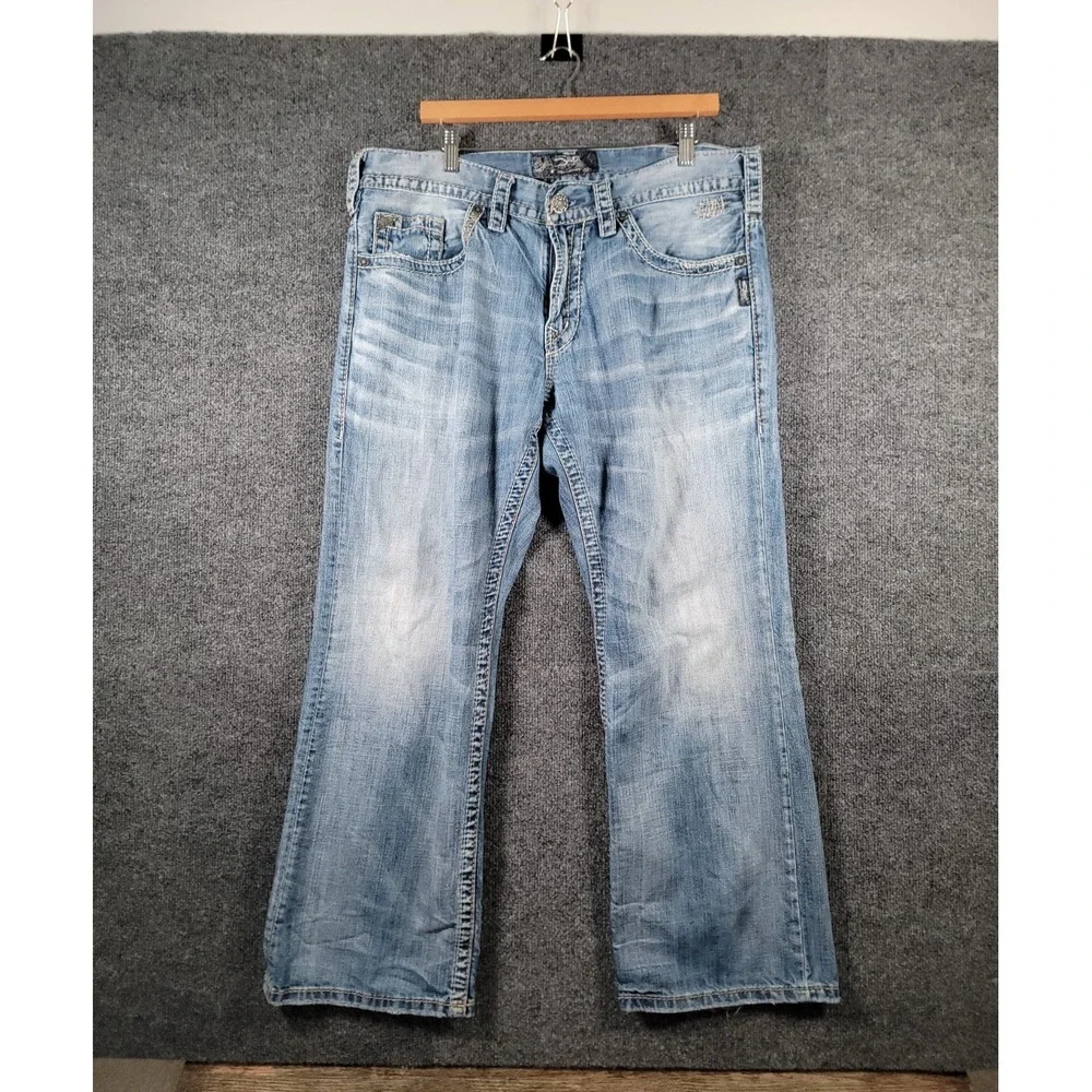 Silver Jeans Zac Mens 36x30 (Fits 38x29) Relaxed Straight Leg Jeans Stretch Y2K
